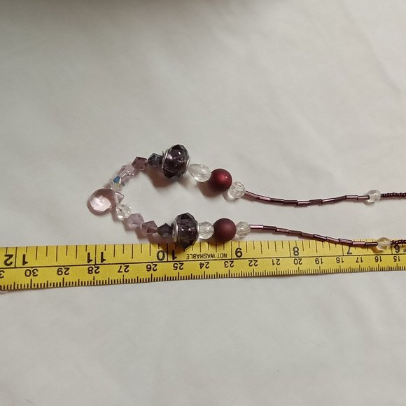 Hand Crafted Mauve/Pink  Beaded Necklace - Picture 3 of 5